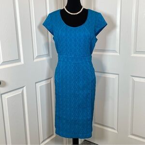 Adrianna Papell Blue Textured Sheath Dress Size 14